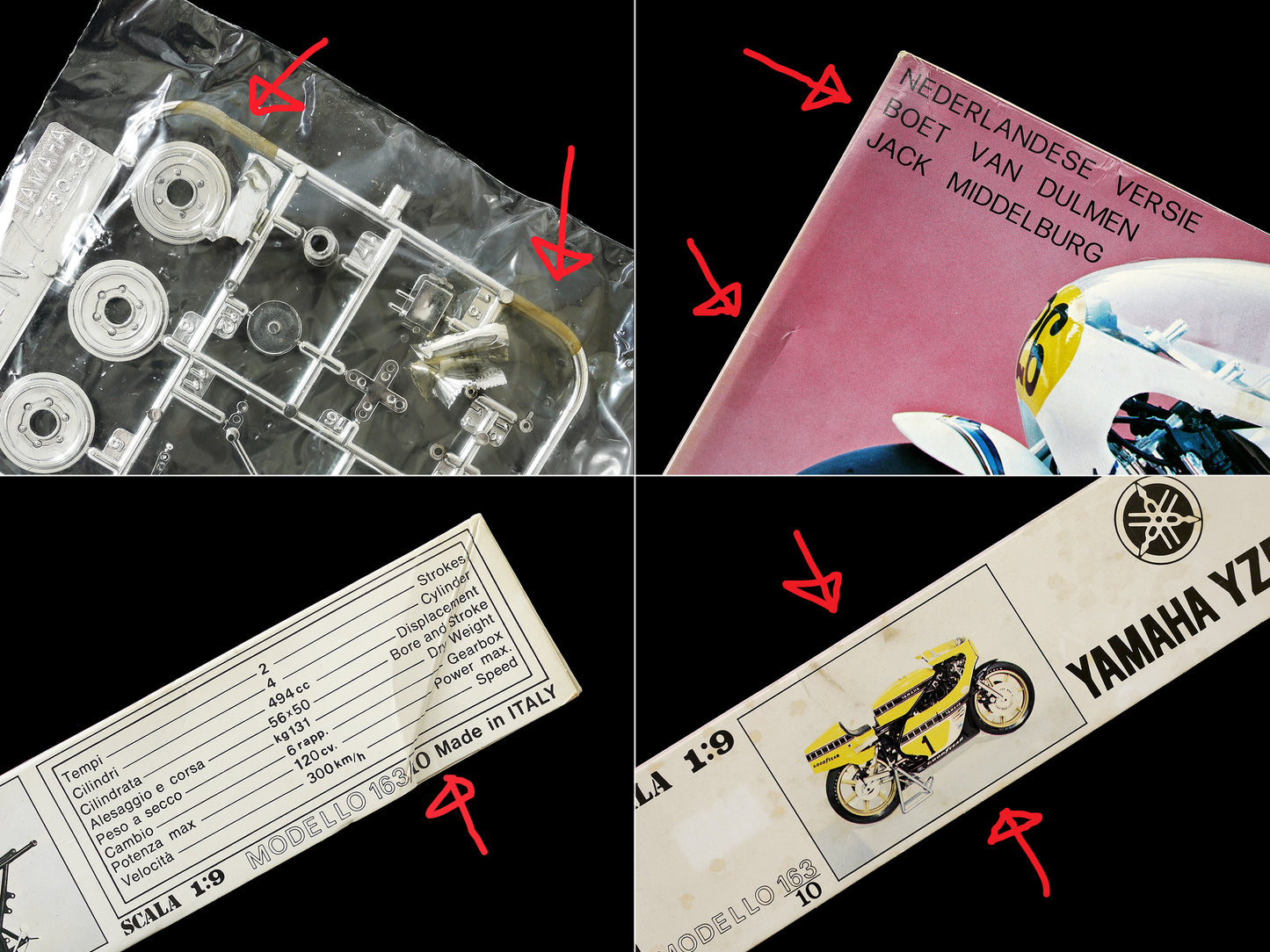 Protar Vintage 1/9 Yamaha YZ500 Motorcycle Mod.163|10 Model Kit w/Metal Frame