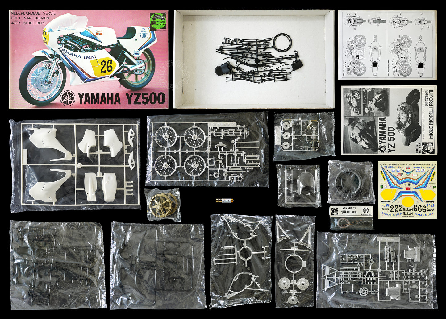 Protar Vintage 1/9 Yamaha YZ500 Motorcycle Mod.163|10 Model Kit w/Metal Frame