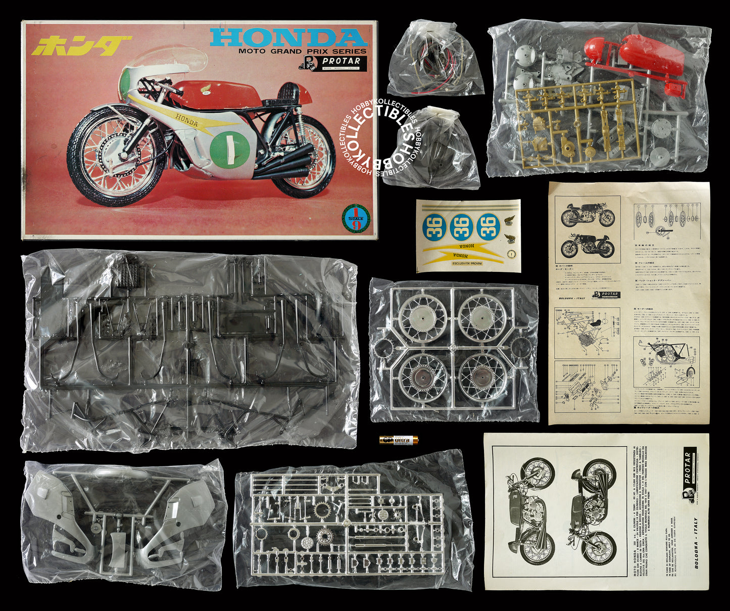 Fuji 1/9 Moto Honda 250 cc 6 Cilindri Motorcycle Rebox of Protar MISSING PARTS