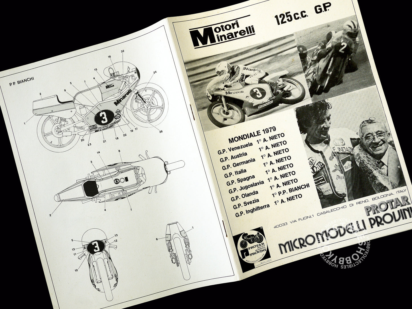 Protar 1/9 Motori Minarelli 125cc GP Mod.165 Motorcycle Model Kit