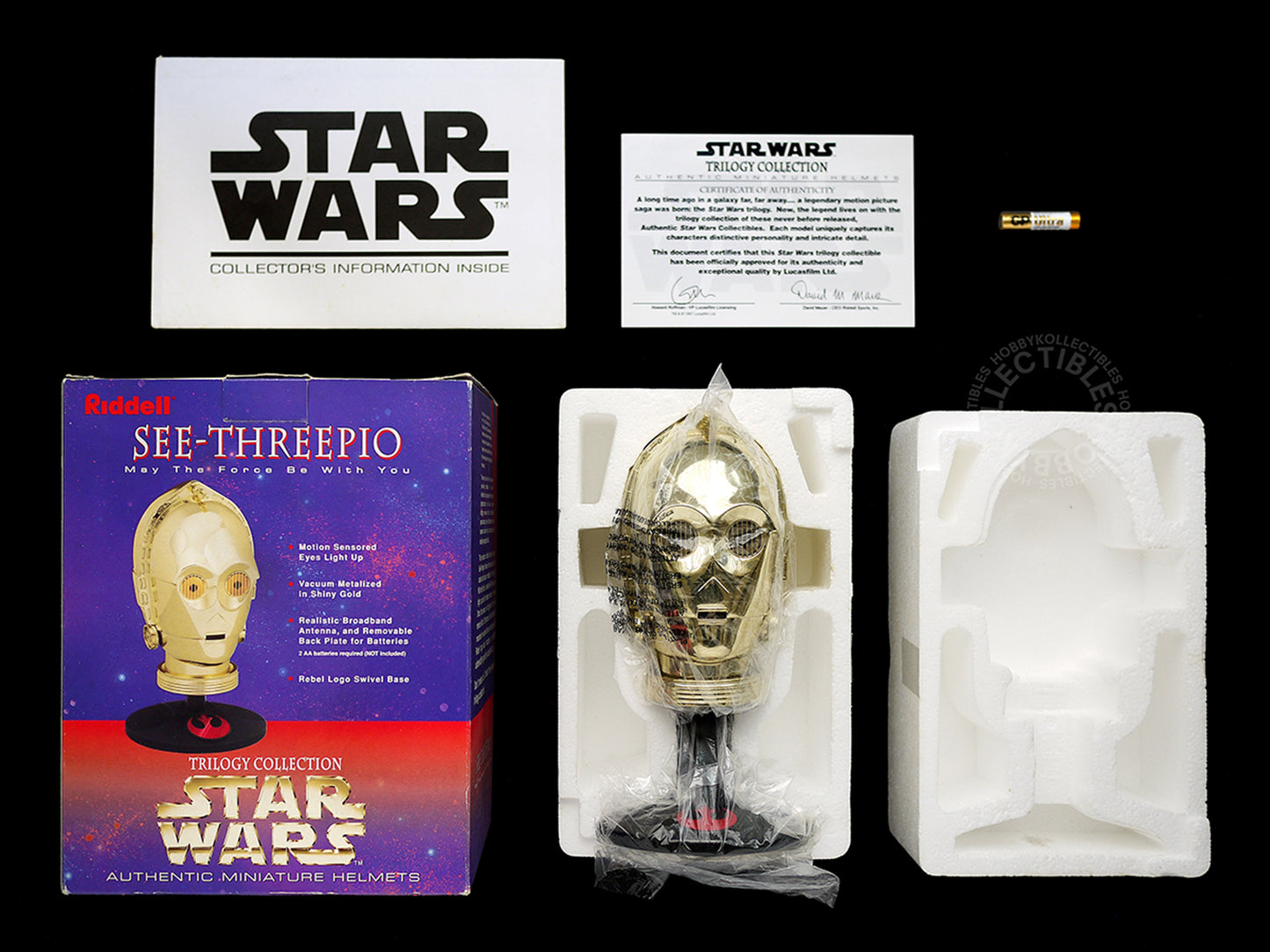 Riddell Helmet Star Wars C-3PO See Threepio Motion Sensor Lights-Up NEED REPAIR