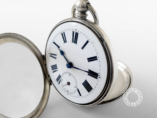 Swiss 800 Silver Open Face Cylinder Pocket Watch