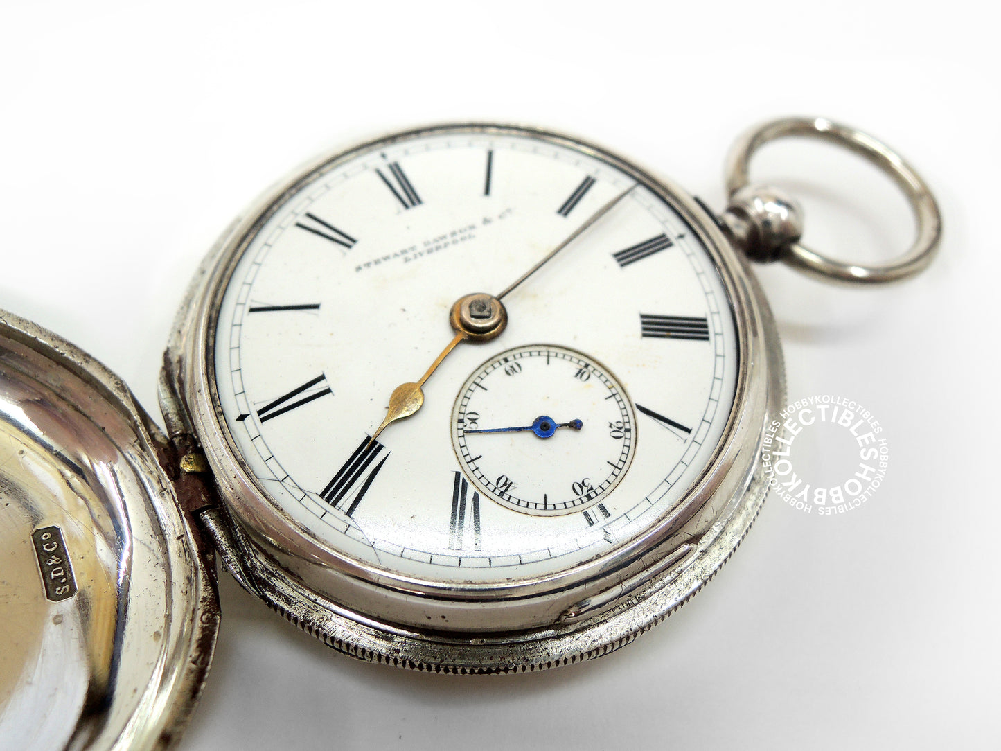 English Silver Hunter Case Stewart Dawson Lever Pocket Watch