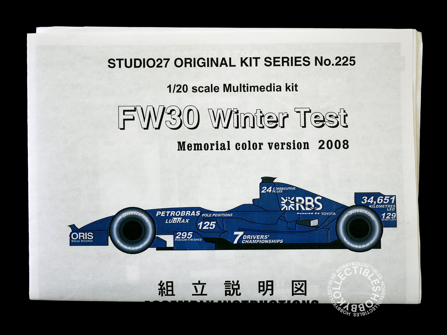 Studio27 1/20 Williams FW30 Memorial Livery V. F1 Racing Model Kit