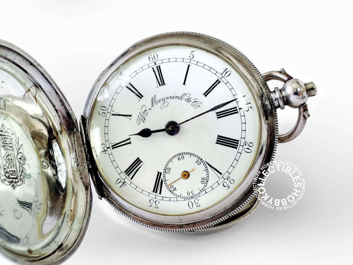 Silver Hunter Meyerink & C° Cylinder Chinese Market Pocket Watch Need Minor Repair