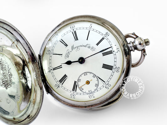Silver Hunter Meyerink & C° Cylinder Chinese Market Pocket Watch Need Minor Repair