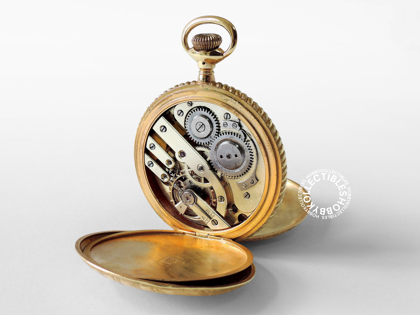 Swiss Gold Plated Decorative Engraved Hunting Case Lever Pocket Watch