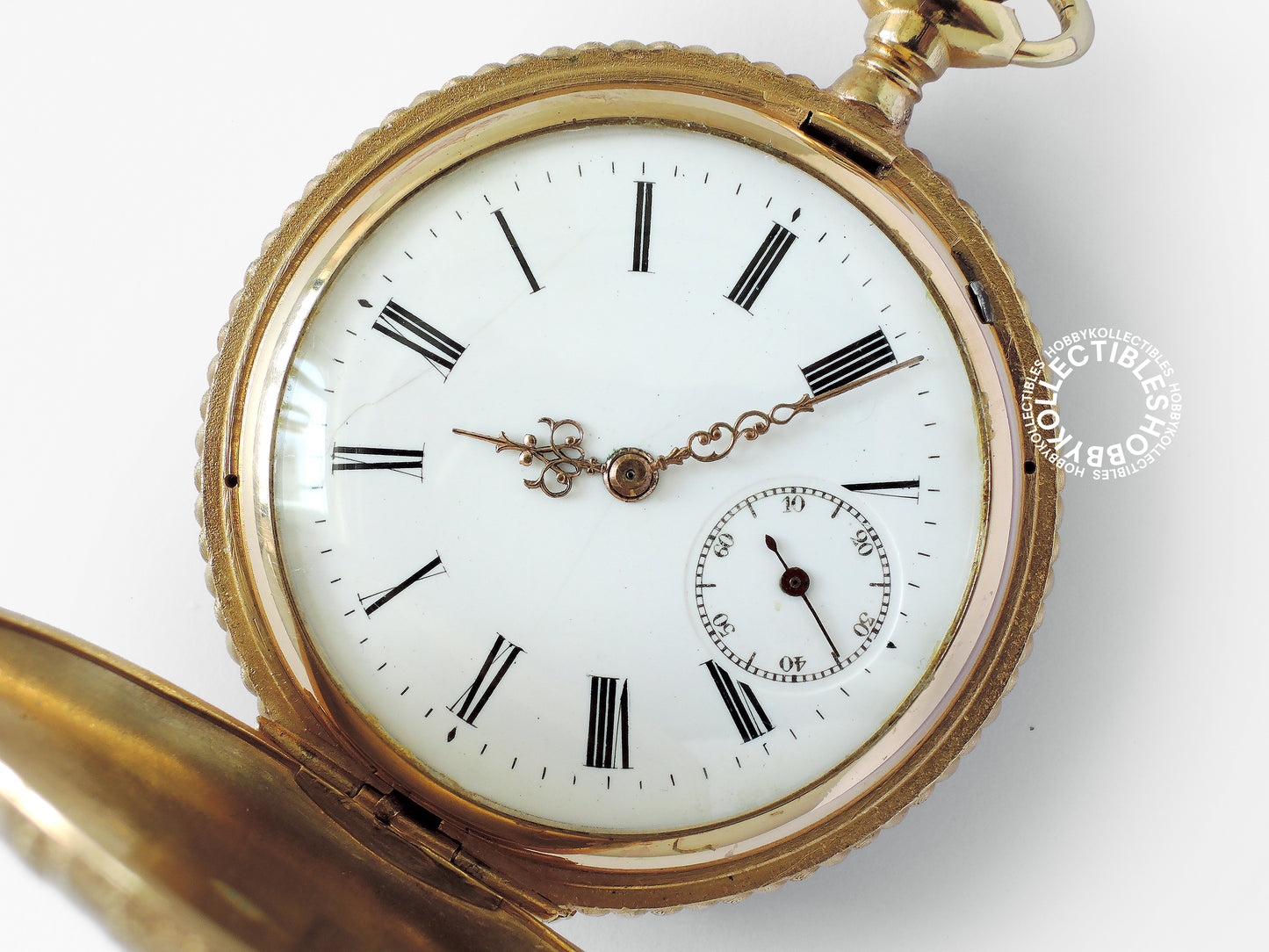 Swiss Gold Plated Decorative Engraved Hunting Case Lever Pocket Watch