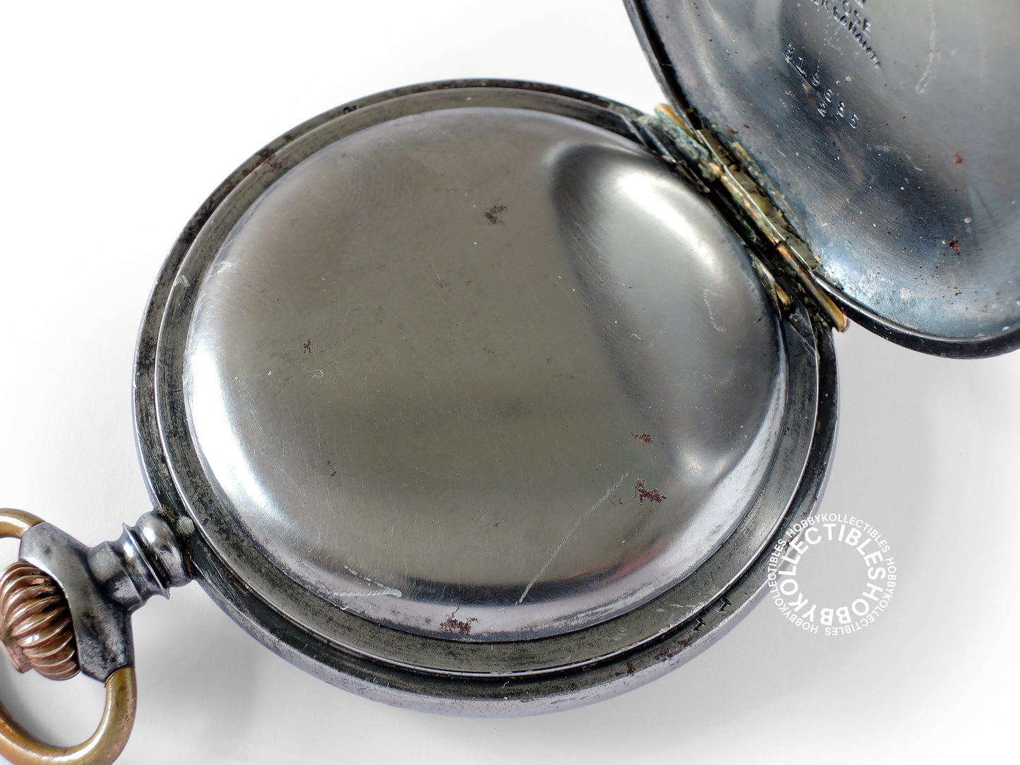 Swiss Gun Metal Open Face Chronograph Pocket Watch Need REPAIR