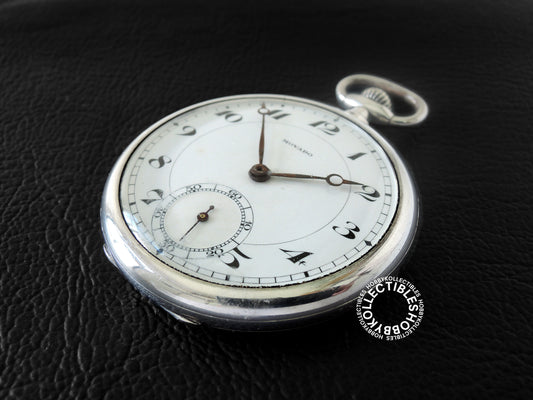 Swiss Movado Silver 900 Open Face Lever Pocket Watch