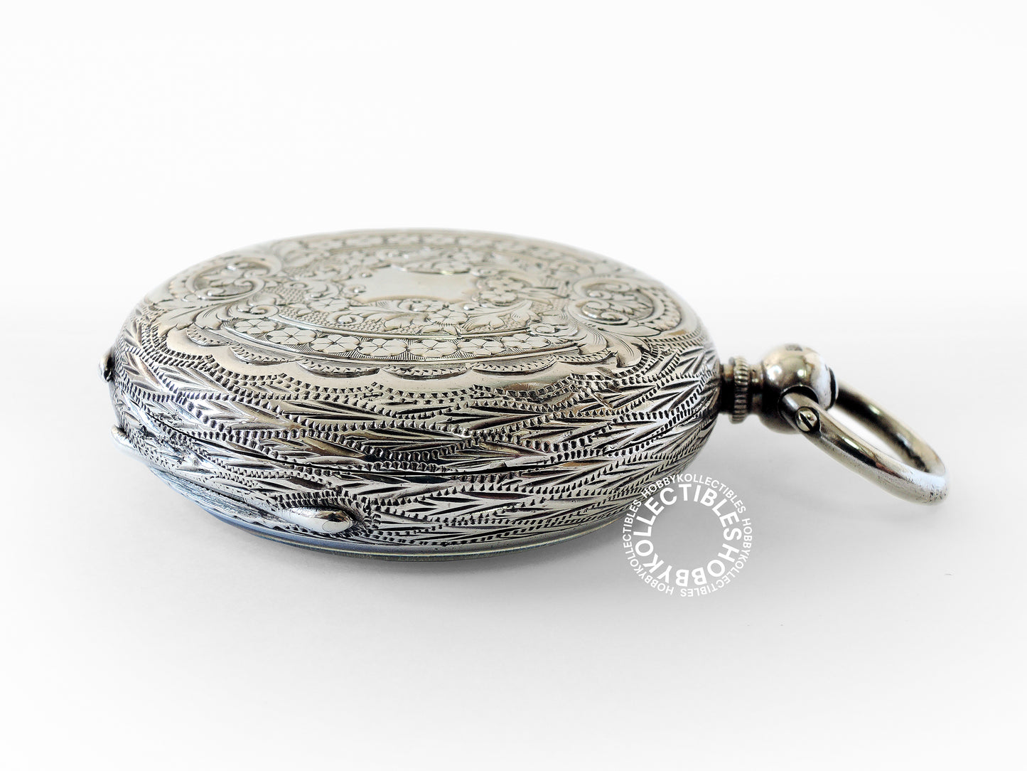 Antique Silver Open Face Fancy Enamel Cylinder Pocket/Fob Watch