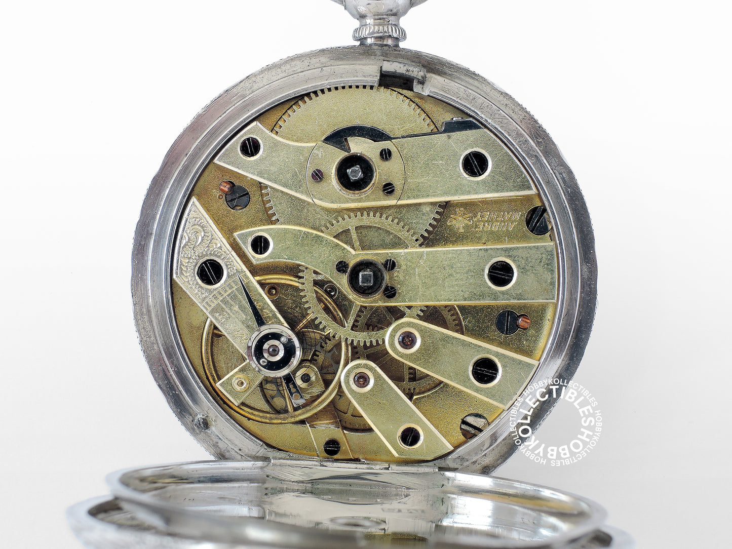 Antique Silver Open Face Fancy Enamel Cylinder Pocket/Fob Watch