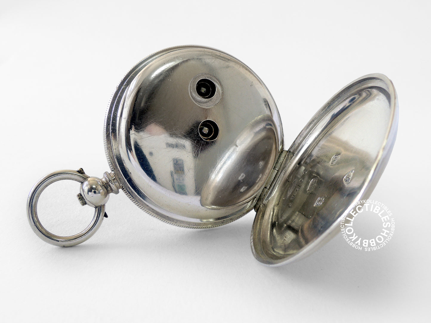 Silver Hunter Fancy Enamel Dial Cylinder Pocket Watch Crack Dial