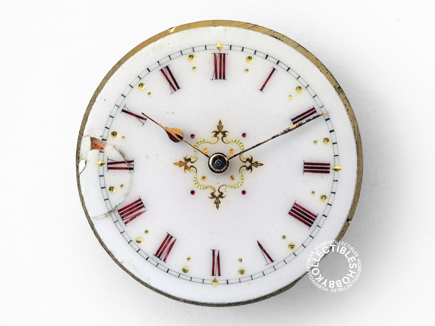 Silver Hunter Fancy Enamel Dial Cylinder Pocket Watch Crack Dial