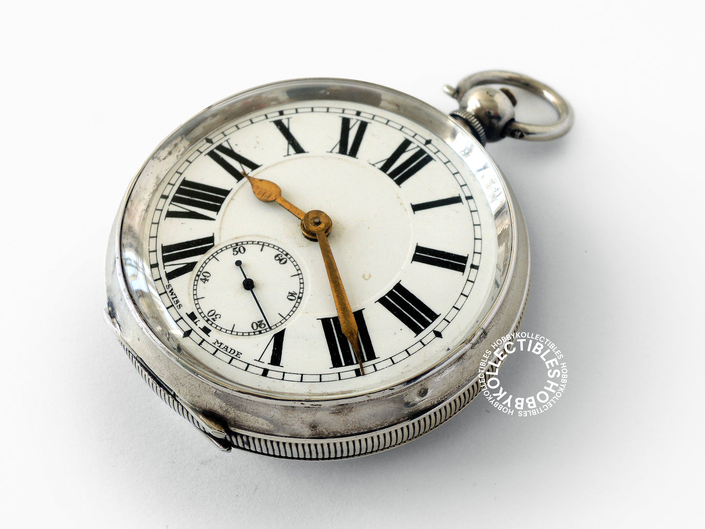 Swiss 925 Sterling Silver Open Face Lever Pocket Watch