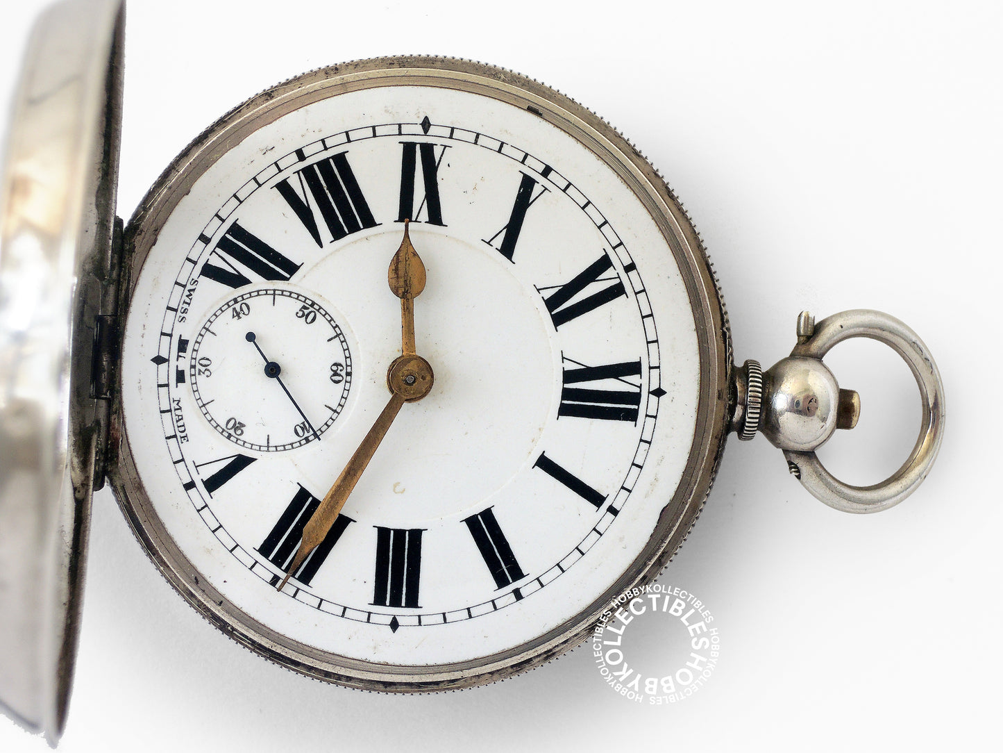 Swiss 925 Sterling Silver Open Face Lever Pocket Watch