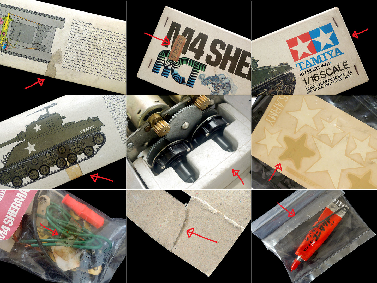 Tamiya Vintage 1/16 RC US Army M4 Sherman RT1601(#56001) MISSING GREASE!