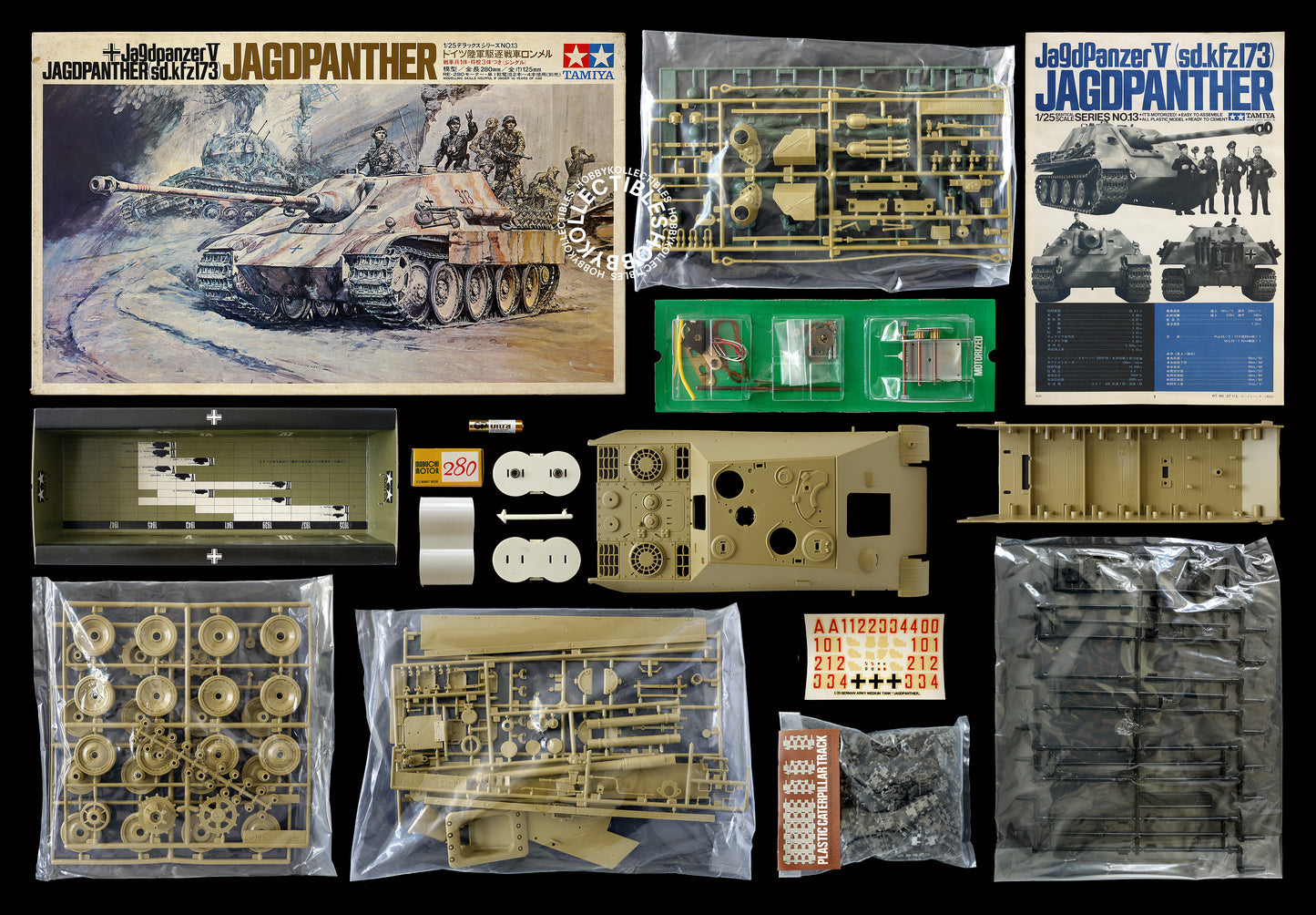 Tamiya Vintage 1/25 Motorised Jagdpanther V DT113 German Tank Model Kit