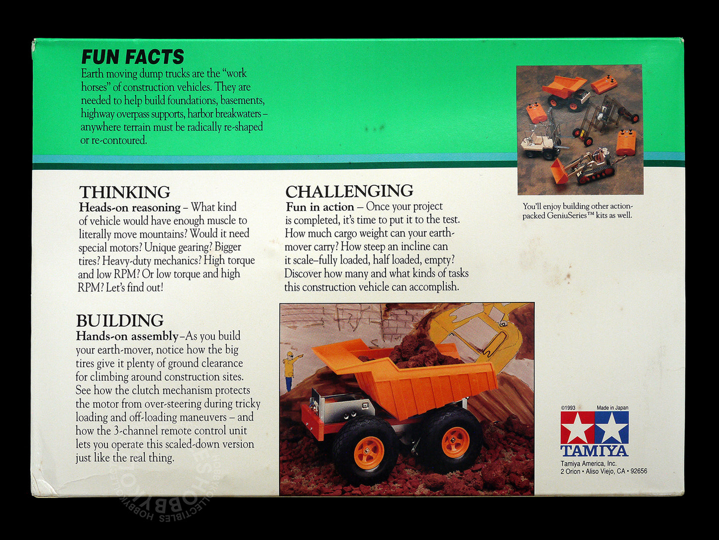 Tamiya Genius Series Earth Moving Dump Truck Motorized Action Kit