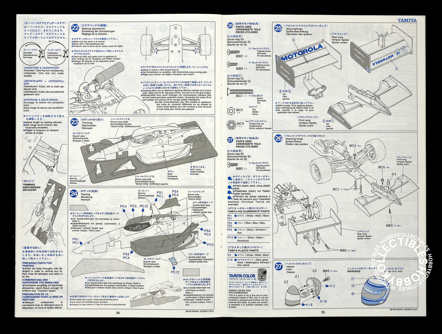Tamiya Vinatge 1/10 RC Motorola Lola T94/00 Honda Indy #58148