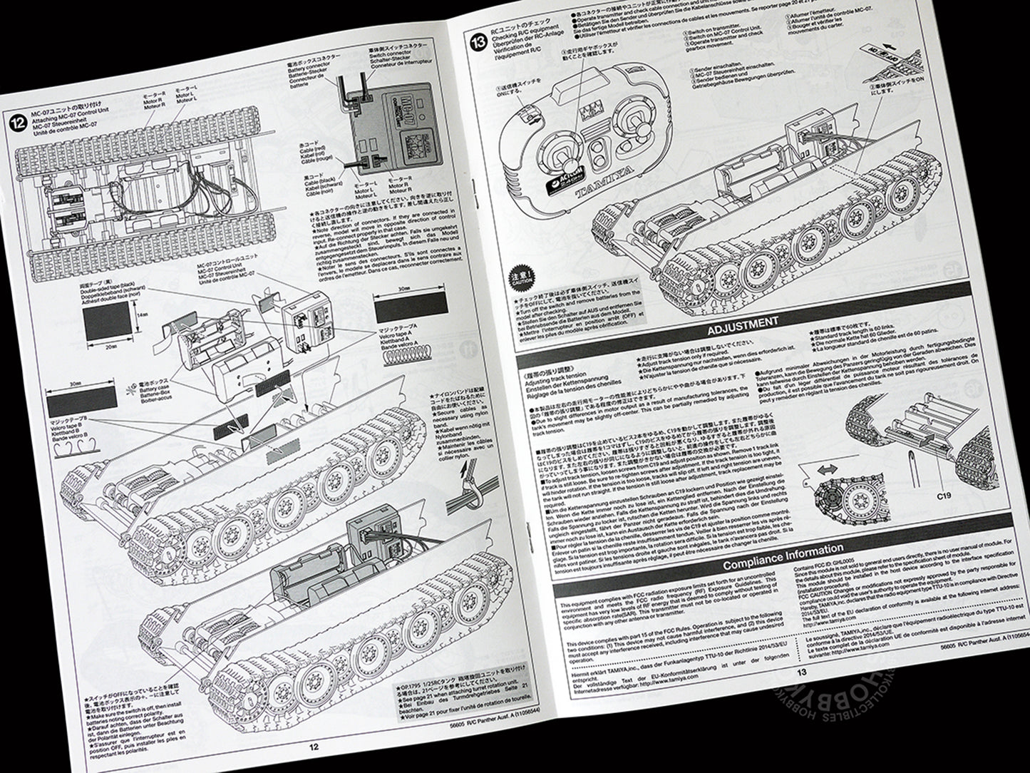 Tamiya 1/25 RC German Tank Panther Ausf.A w/Control Unit + Turret Rotating Parts #56605 Model Kit