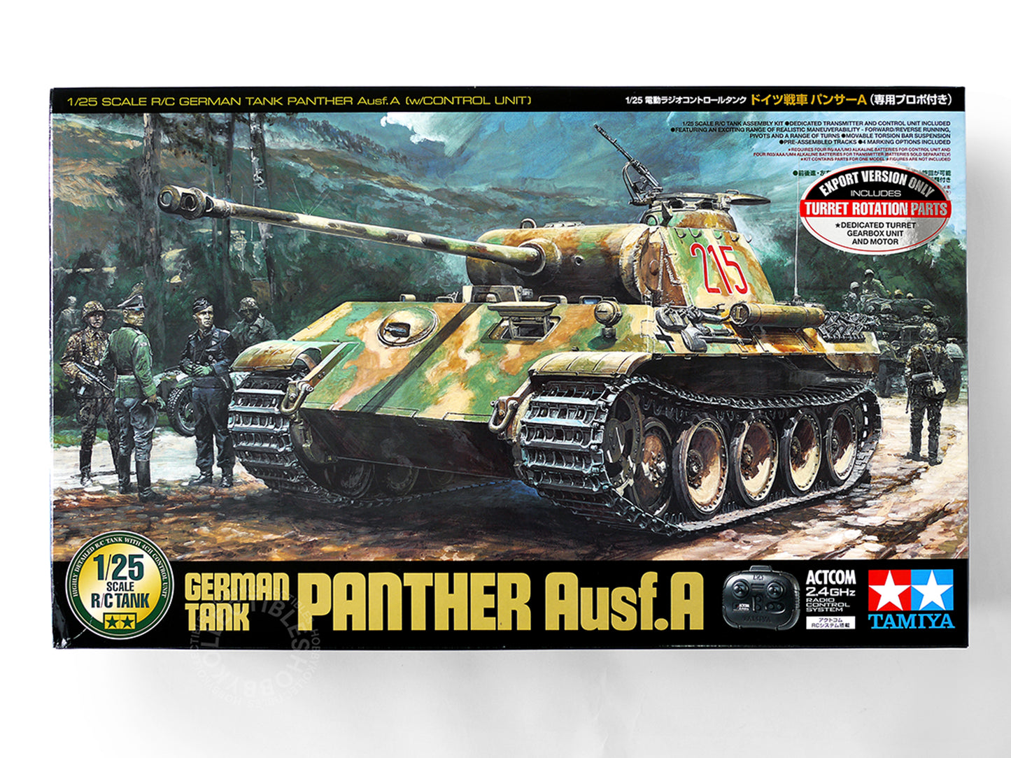 Tamiya 1/25 RC German Tank Panther Ausf.A w/Control Unit + Turret Rotating Parts #56605 Model Kit