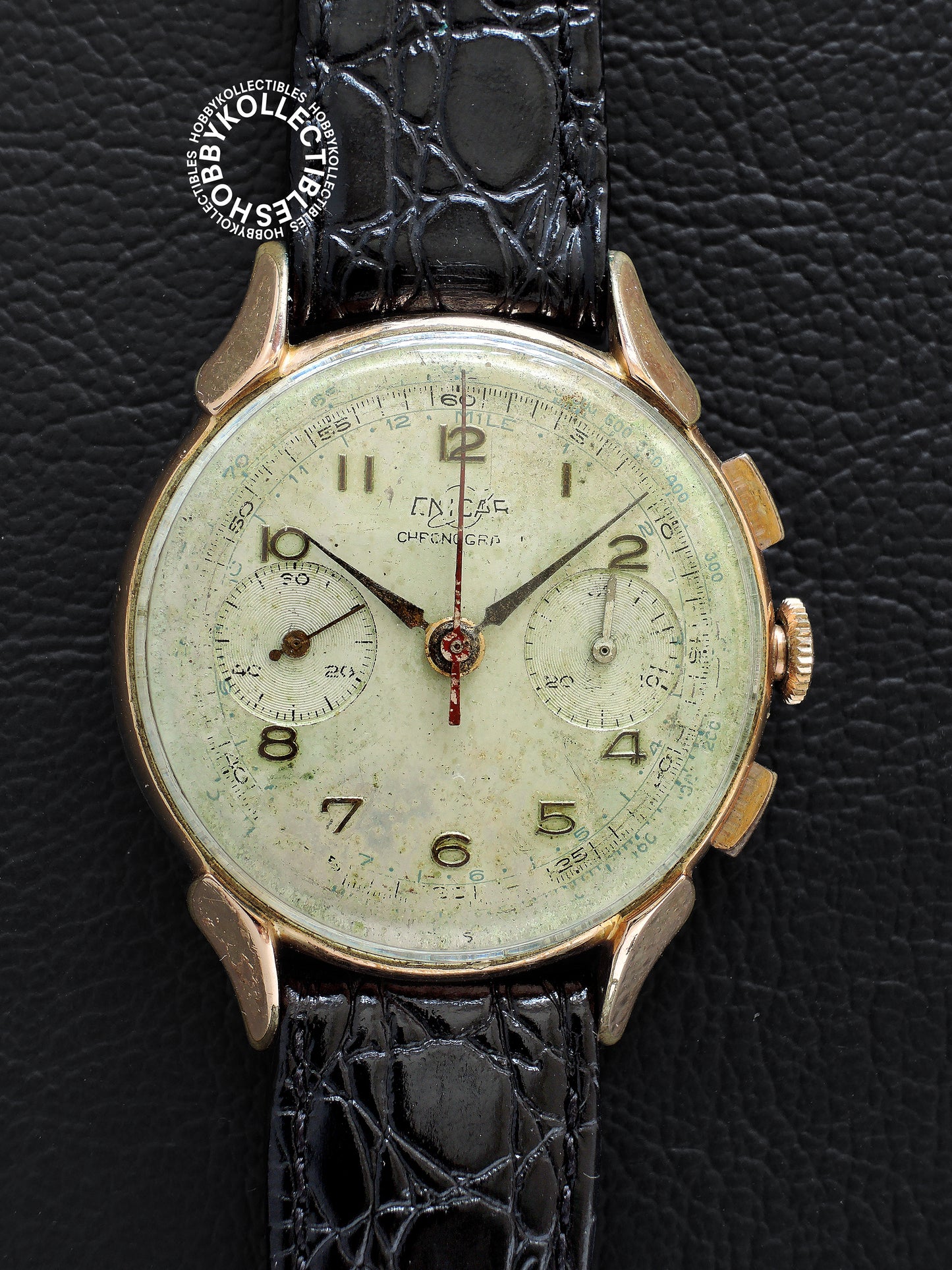 Swiss Vintage Enicar Gold Plated Chronograph Wrist Watch