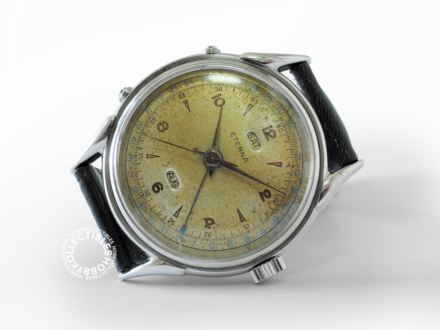 Swiss Vintage Eterna Stainless Steel Triple Calendar Wrist Watch