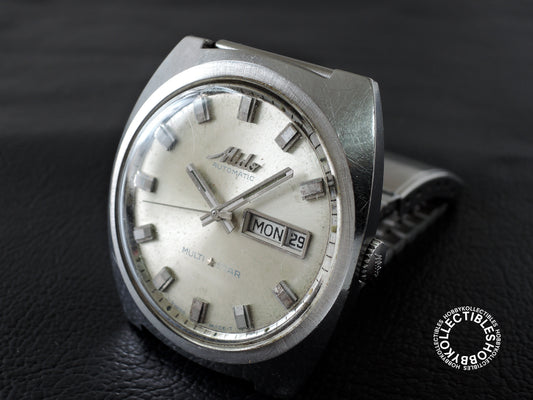 Mido Vintage Multi Star Automatic Day Date Wristwatch Stainless Steel NEED SERVICE